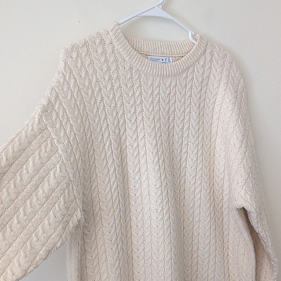 Primark Womens Medium Cable Knit Sweater Cream Boho Neutral Minimalist Classic - Picture 5 of 7